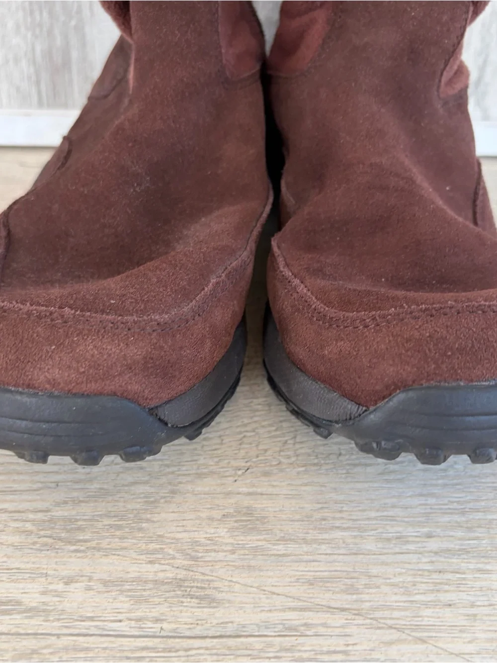 L.L.Bean Suede Fur Lined Boots Women 8.5  Brown Comfy Cabin Fleece Winter Hiking